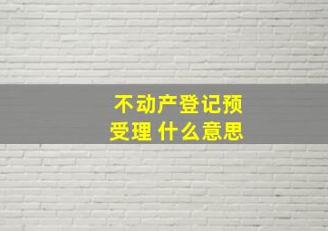 不动产登记预受理 什么意思